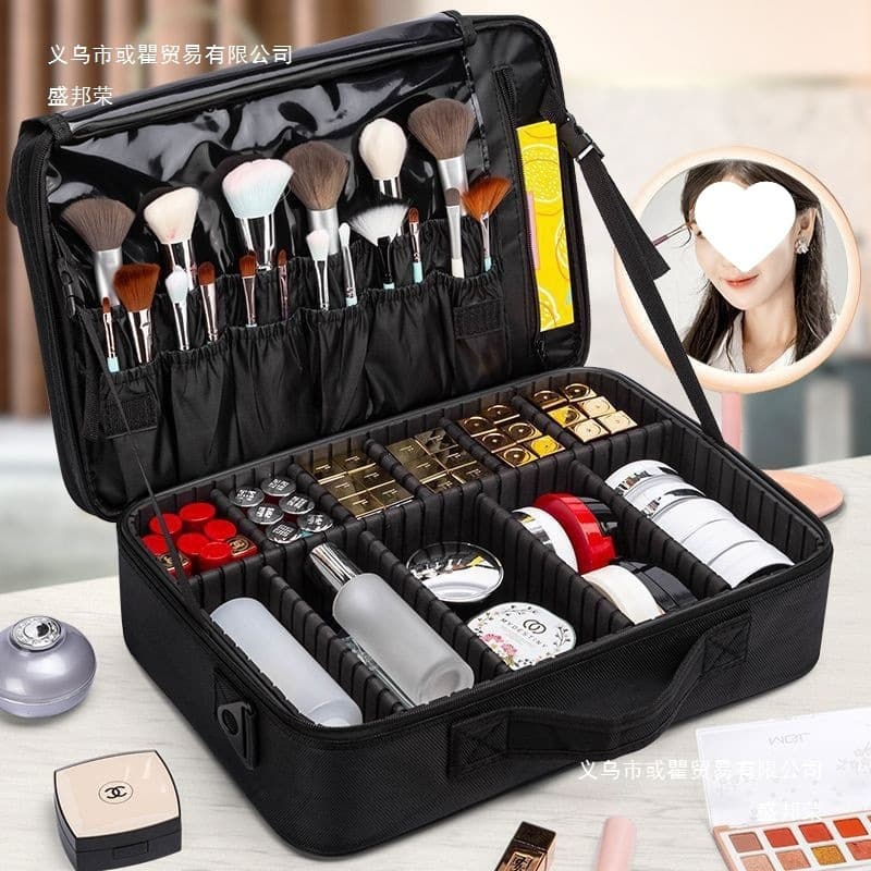 Portable cosmetic bag with mirror, large capacity, makeup artist school and makeup tattoo travel storage box, super popular for men
