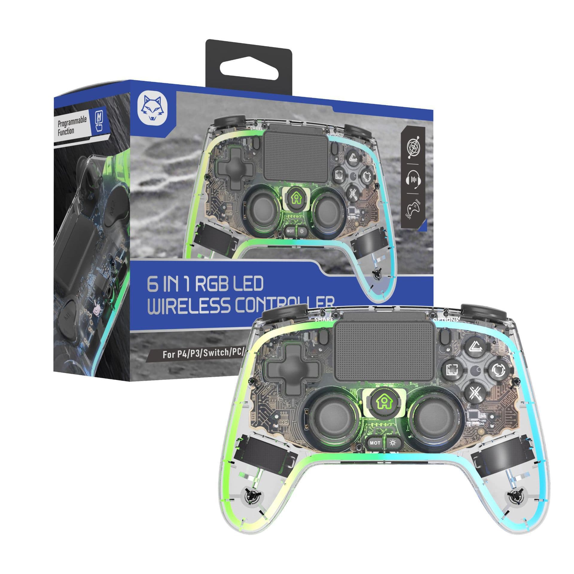 PS4 Wireless Transparent Controller PS4 Bluetooth Controller Compatible with SWITCH/PS3 PC Controller PS4 Wireless