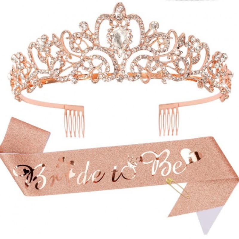 Cross-border Bachelorette Party 2-Piece Set Crown Bride to Be Sash Strap Western Wedding Supplies