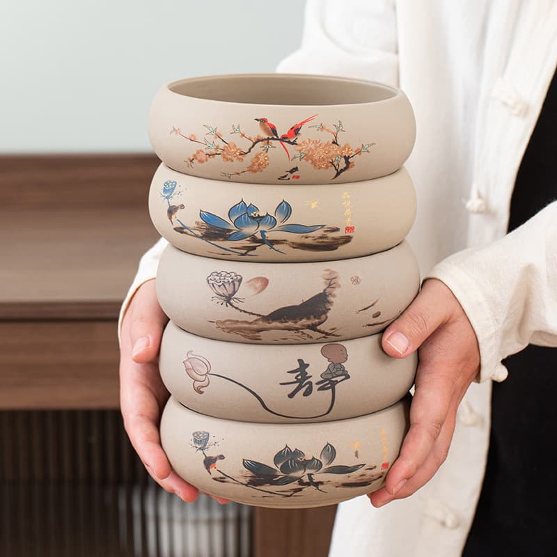 Coarse Ceramic Fashion Windproof Ashtray, Ceramic Household Living Room Retro Office Personalized Chinese Trendy Large Ashtray