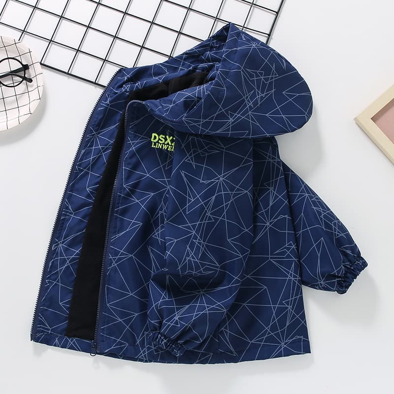 Thickened Fleece Lined Spring Autumn Jacket for Boys Thickened Autumn Winter Outdoor Windbreaker Coat for Children 8 Years And Above