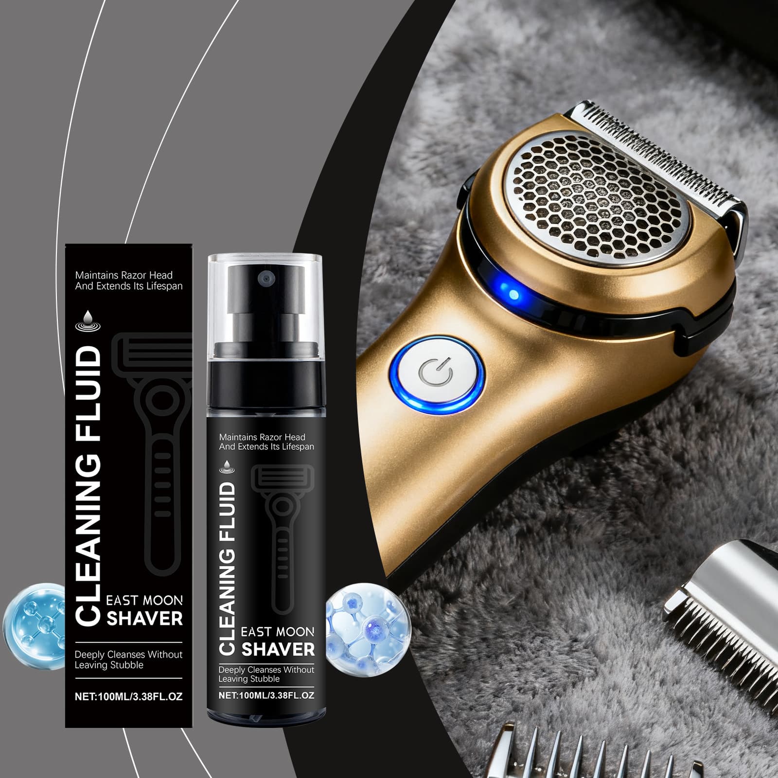 EAST MOON Shaving Tool Cleaning Spray - Daily maintenance to clean residue for smooth, clean, and refreshing use