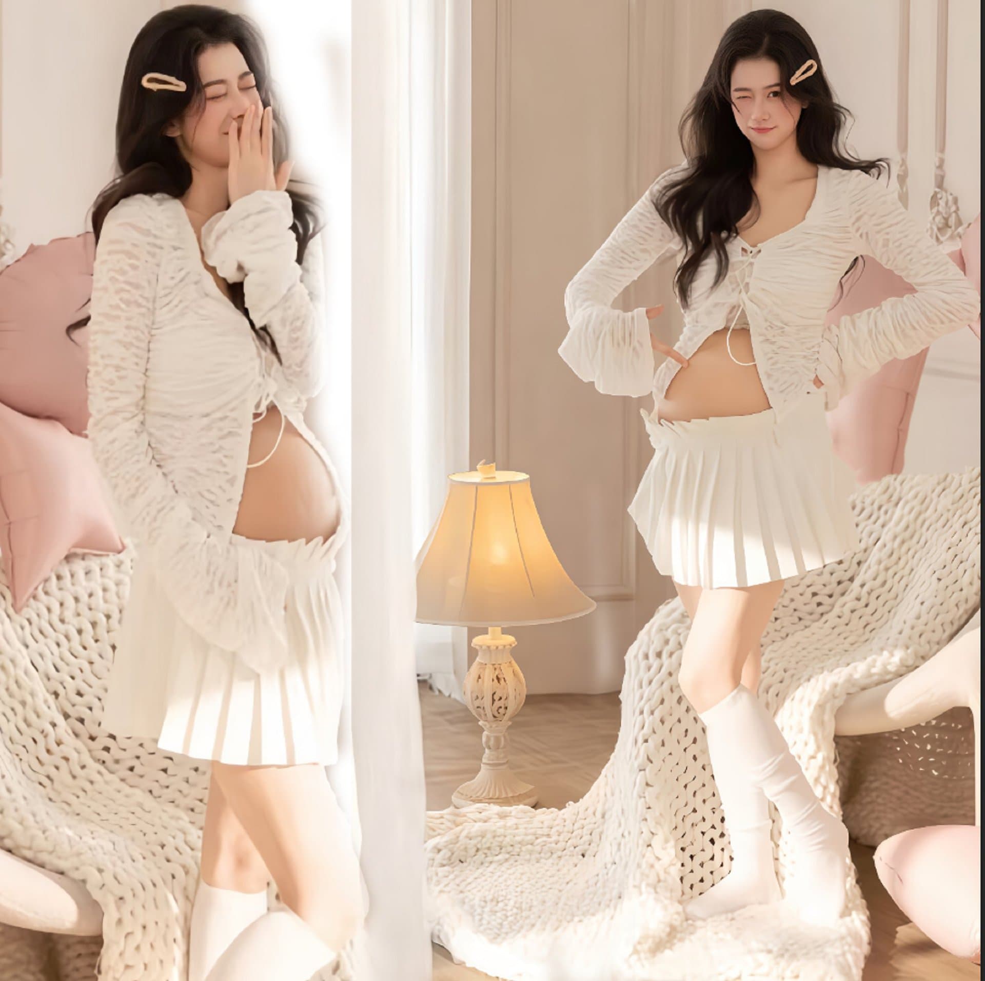 New style maternity clothes for pregnant moms, photo shoots, clothes, photo shoots, clothes, French atmosphere, art photography clothes
