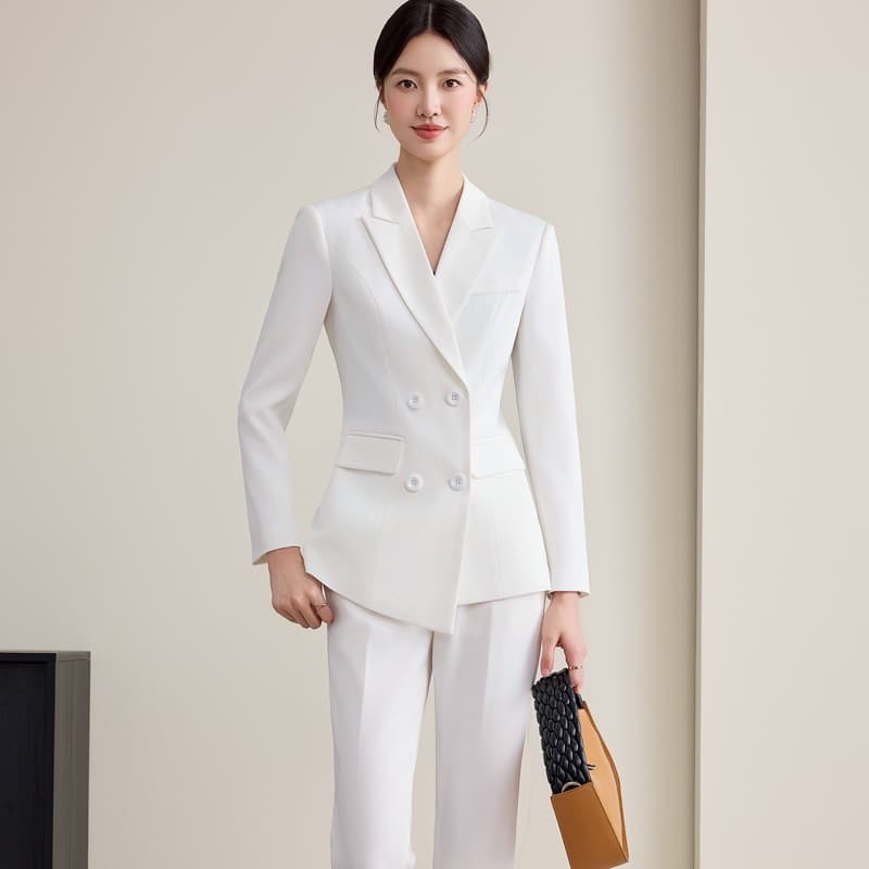 Red Professional Uniform Set for Women - Beauty Salon Technician Workwear, Sales Office Front Desk Reception, Medical Aesthetic Consultant Women's Pantsuit