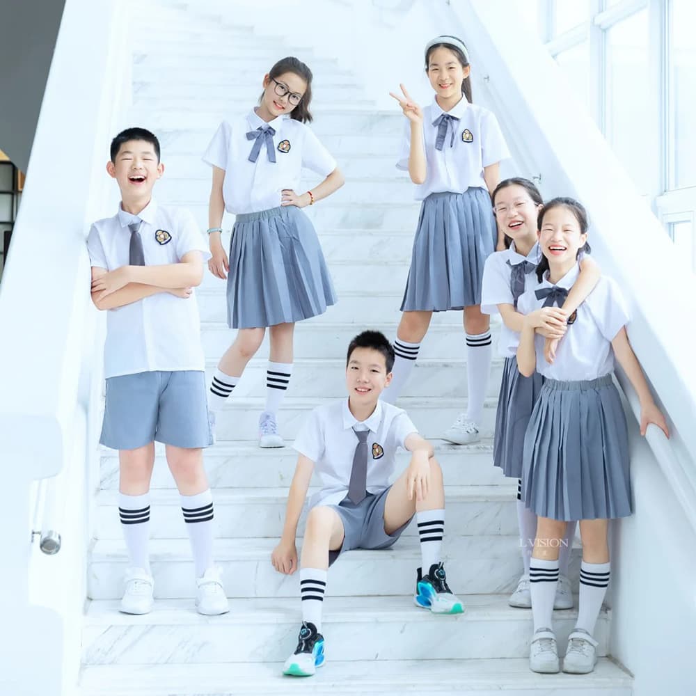 Children's School Uniform Set, Summer Class Uniform for Elementary and Kindergarten Graduation, British Style Uniform
