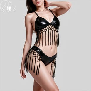 Guiyun Lingerie High-End New Sexy Lingerie Hollow Two-Piece Set See-Through Willow Comb Temptation Passion