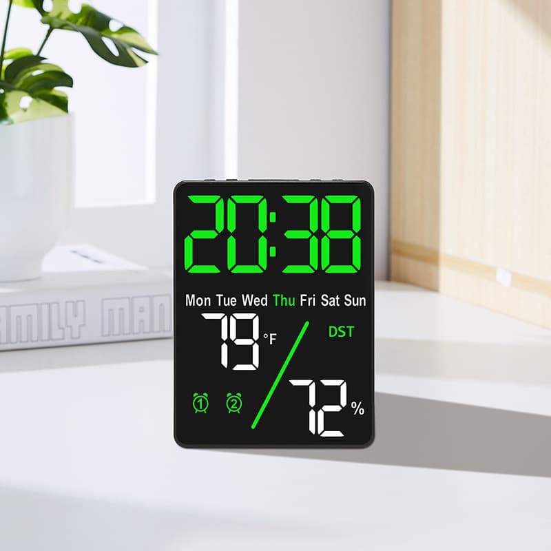 New Alarm Clock Gift Multifunctional Digital Electronic Clock Large Screen Alarm Clock Simple Setting Temperature and Humidity Clock 6662