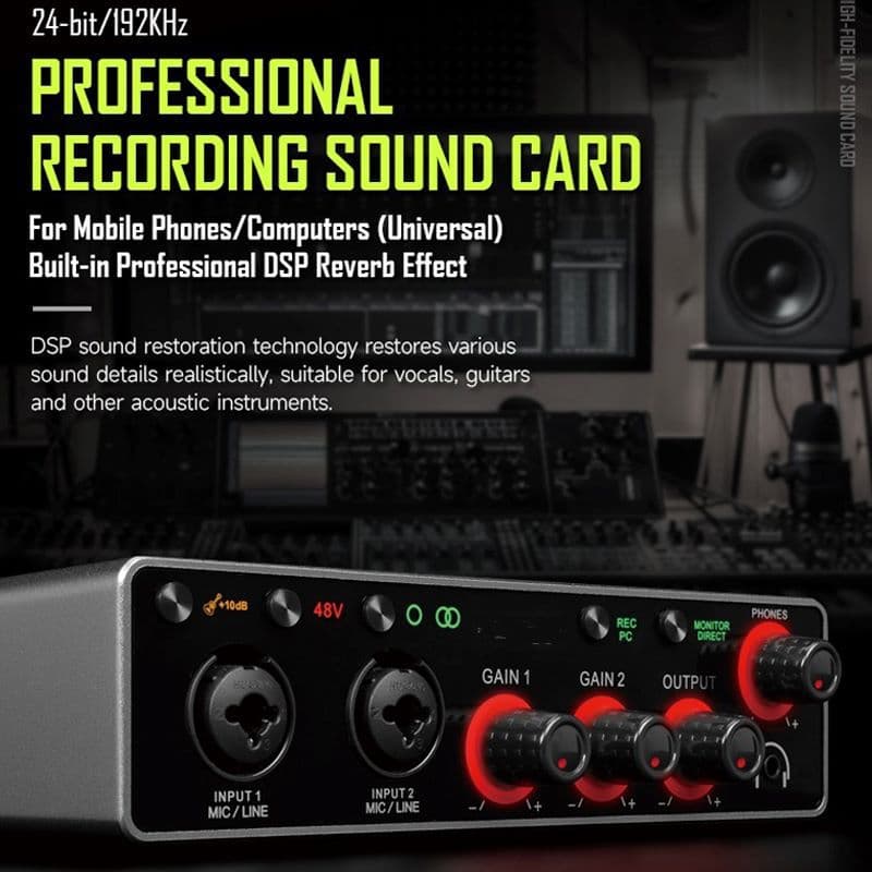 Cross-Border Driver-Free USB Recording Sound Card, Arranger, Karaoke Live Streaming Tool, Mobile Phone Recording Microphone Production Equipment