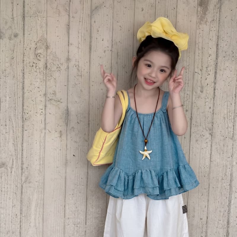 Wheatfield Season Korean Style Girls Cotton and Linen Camisole Summer New Style Children's Style Ruffled Top Baby Vest