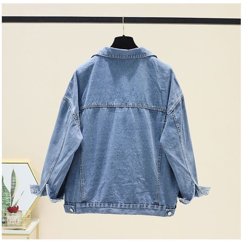 Plus-size denim jacket for women, new spring and autumn style, Korean style, loose fit, versatile and fashionable patchwork top/jacket