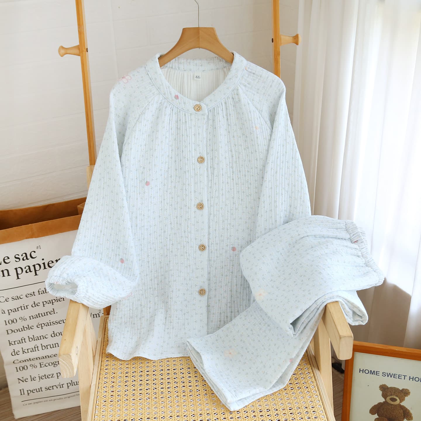 New Thickened Four-Layer Gauze Sleepwear Women's Spring/Autumn Pure Cotton Gauze Full Cotton Baby Cotton Gauze Homewear Set Manufacturer