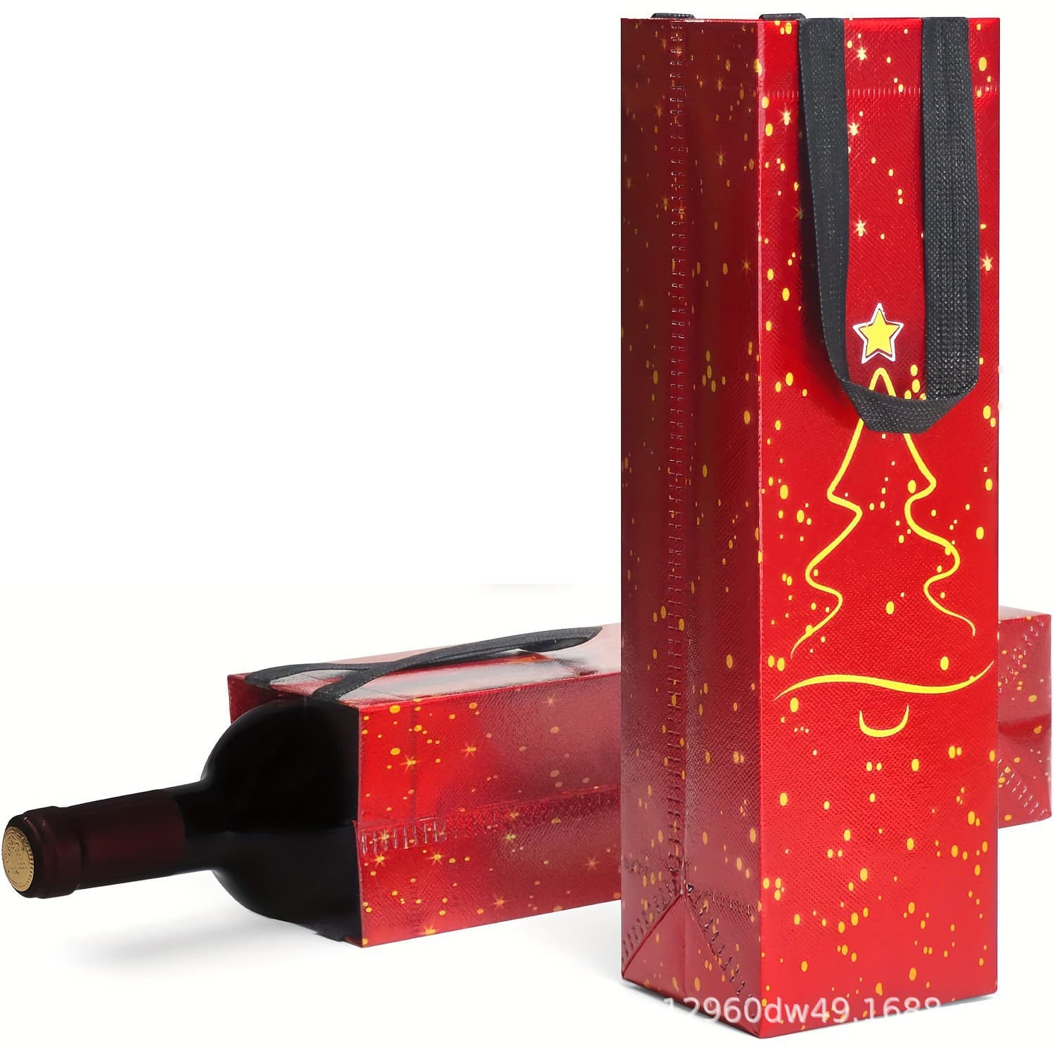 New cross-border Christmas wine packaging bags, non-woven tote bags, shopping bags, laminated eco-friendly bags, wine bottle sleeves