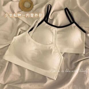 High School Girl Bra for Developing Teens, Push-Up, Anti-Sag, Removable Straps, Strapless, Wire-Free, Camisole Style