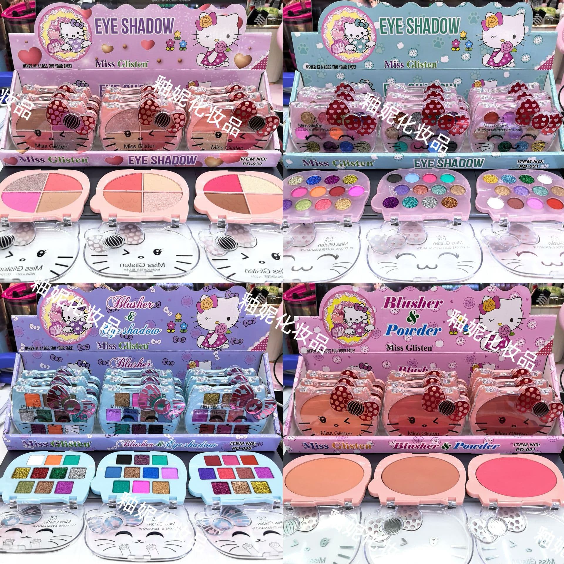 Miss Glisten Cute Cartoon Cat Eyeshadow Palette, Shimmer Fine Glitter Matte, Low Saturation Highlight, Long-Lasting Waterproof