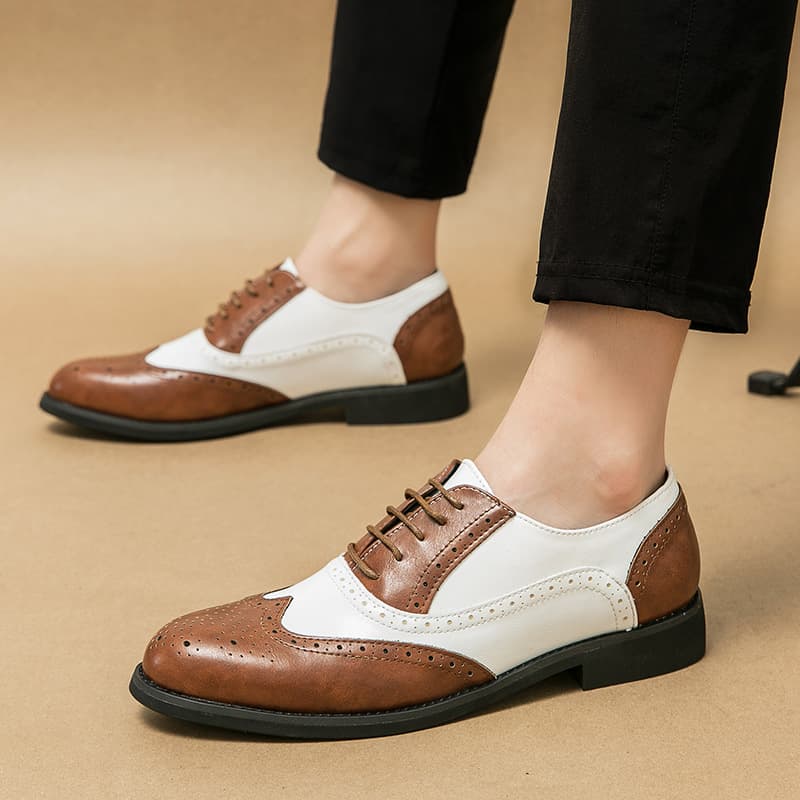 Cross-border Plus Size Leather Shoes Men's New All-match Fashion British Men's Slip-on Business Dress White Groom Wedding Shoes