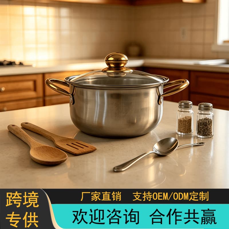 Cross-border Thickened Stainless Steel Full Set Kettle, Soup Pot, and Frying Pan Set Universal Cooking Pot Combination Wholesale No Coating