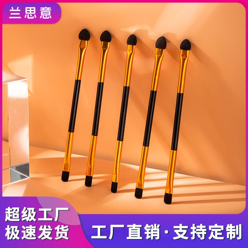 Cross-Border Customized Single Double-Ended Makeup Brush Eyeliner Silkworm Detail Eye Shadow Brush Beginners Portable Beauty Tool