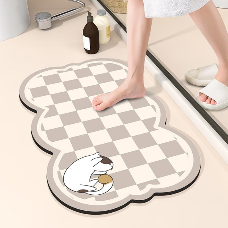 Cartoon Diatom Mud Bathroom Mat Water Absorbent Dirty Resistant Bathroom Door Mat Anti Slip Foot Mat Pedal Mat Modern Simple Style