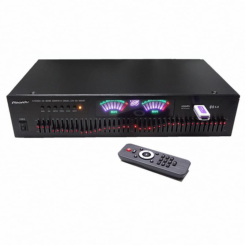 40-segment lossless 5.2 Bluetooth card stereo with high, mid, low frequency Hi-Fi for home use, dual 20-segment EQ equalizer.
