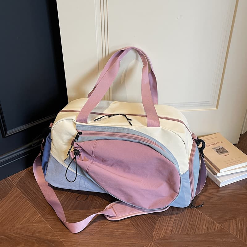 Sports Fitness Bag Badminton Storage Bag Travel Bag Casual Large Capacity Yoga Handbag Women's Contrast Color Luggage Bag