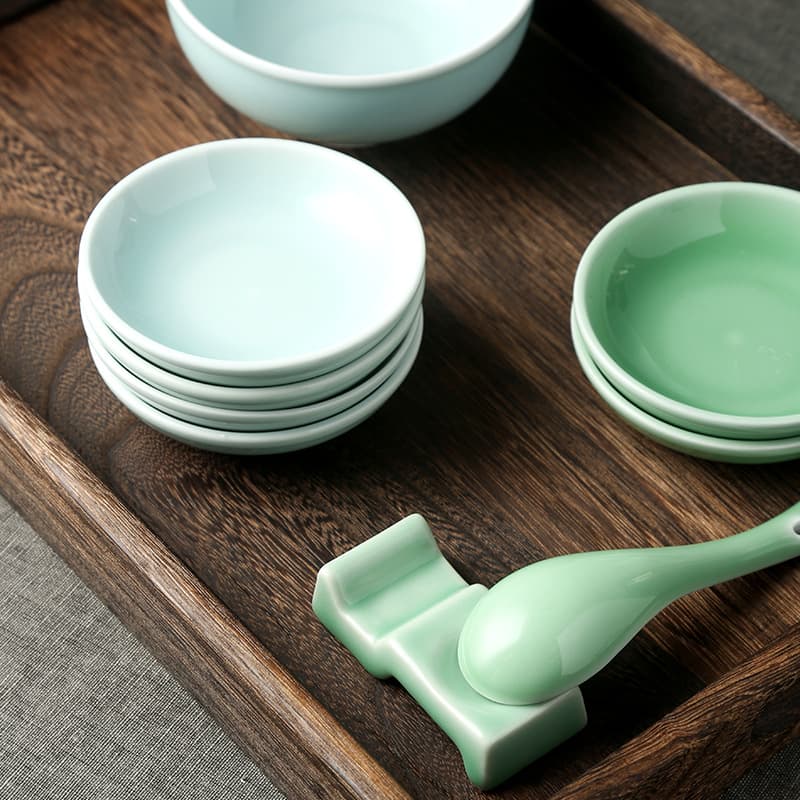 Qiannan Vinegar Dish Celadon Ceramic 4-Inch Seasoning Dipping Plate Creative Dish Home Tableware Sauce Dish Small Plate