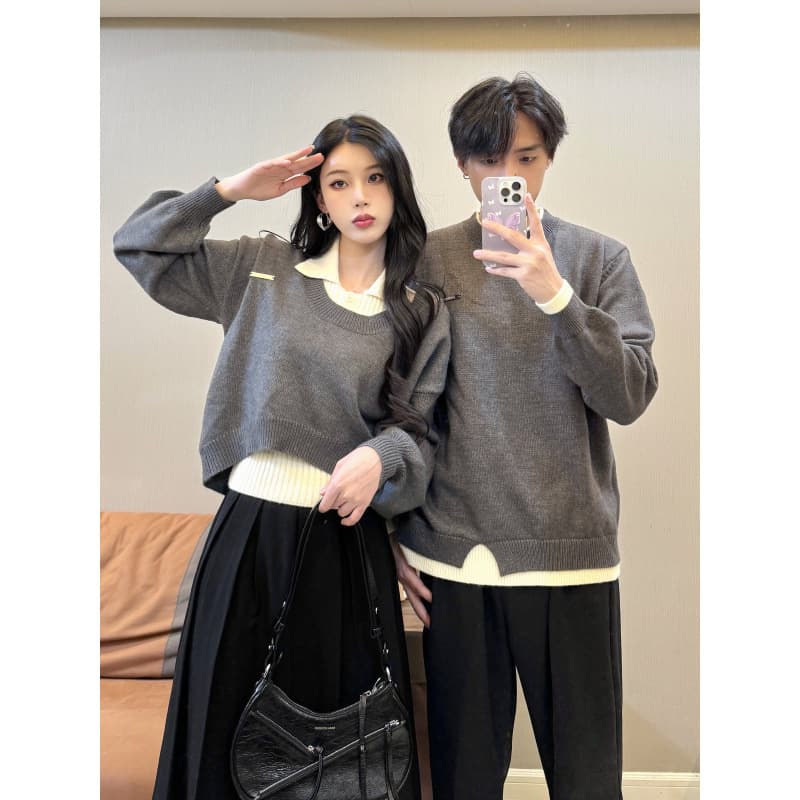 2024 Autumn/Winter Couple Outfit Thickened Three-Piece Sweater Set for Women and Men