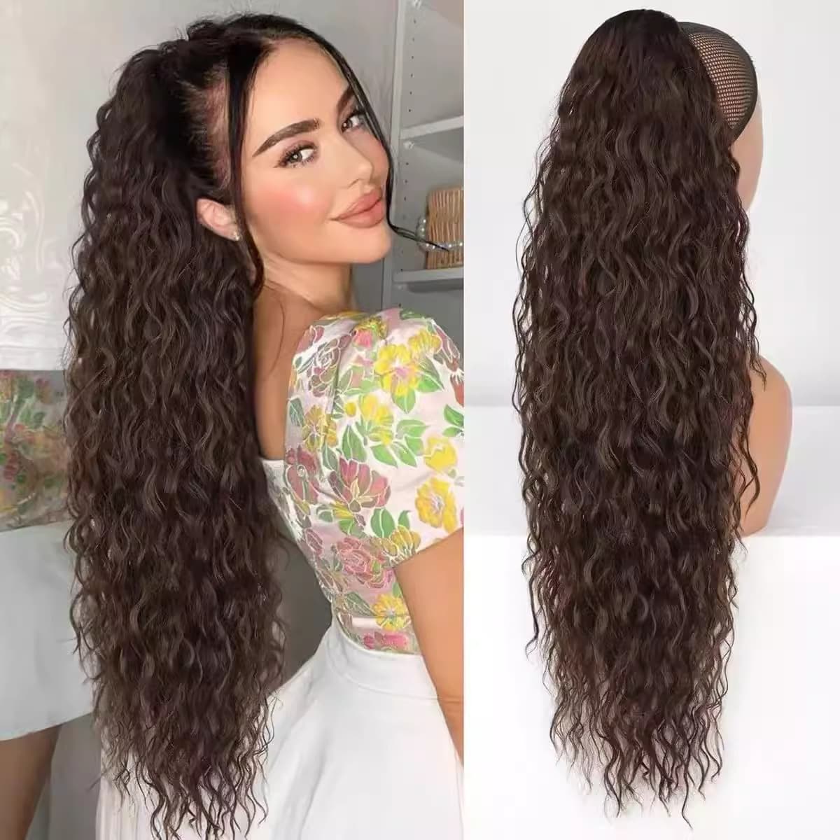 Cross-border Ponytail Hairpiece for Women, European and American Corn Braid Style, Fluffy High Ponytail with Large Claw Clip, Ponytail Wig Extension