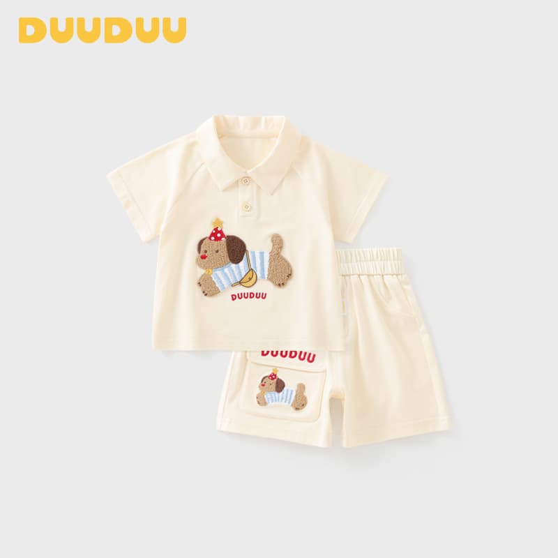 DUUDUU Boys Suit 2026 Children's Clothing Lapel Polo Suit Infant Summer Short Sleeve Shorts Clothes