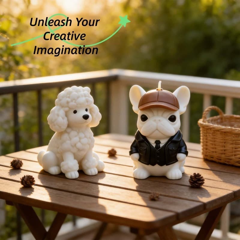Teddy French Doll Puppy Two-piece Silicone Mold Cartoon Dog Aromatherapy Ornament Resin Casting Mold