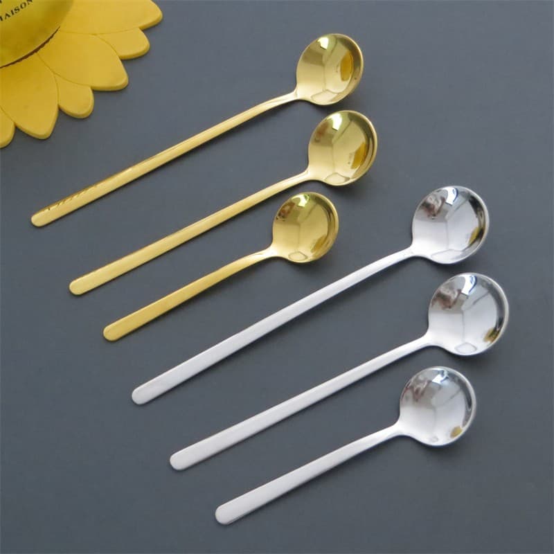 304 Stainless Steel Seasoning Spoon Salt Spoon Sugar Spoon Medicine Spoon Gold Mini Coffee Stirring Spoon Dessert Spoon 10/13cm
