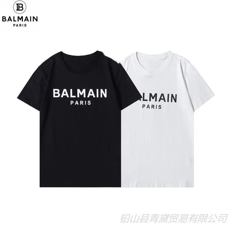 Trendy brand Balmain T-shirt high quality 220g thick fine sulfur cotton balmain letter cotton short-sleeved T-shirt 1
