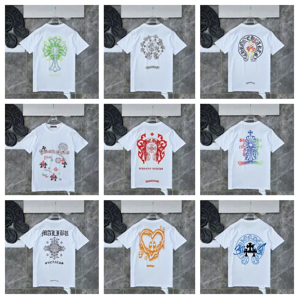 2025 Spring/Summer New Cross Print High Street Short Sleeve T-Shirt for Men and Women, Trendy Hot Style for Cross-Border Supply