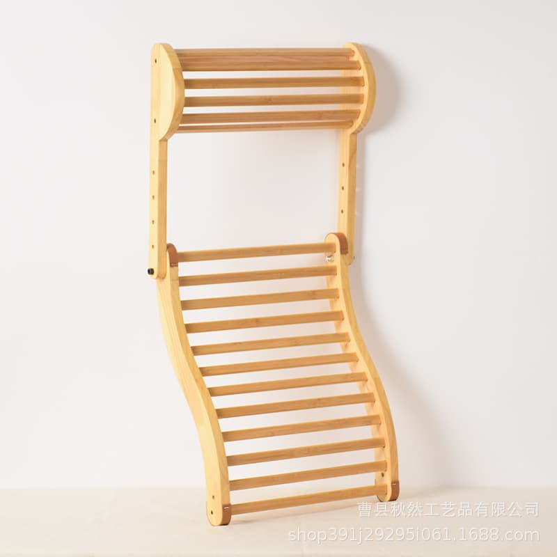 In stock: Foldable wooden sauna backrest, S-shaped adjustable sauna headrest, sauna room backrest support