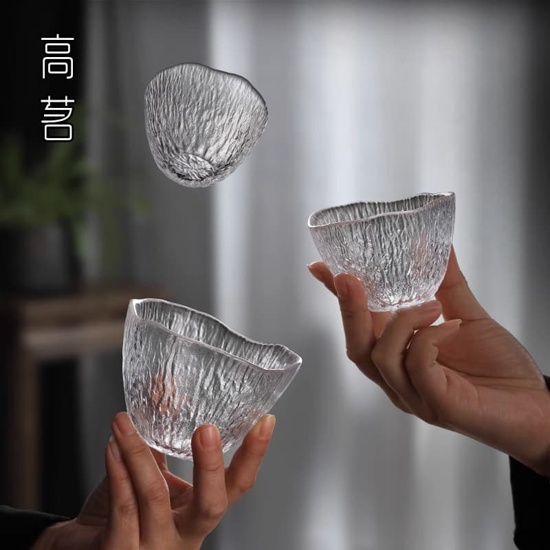 Japanese Hammered Glass Master Cup, Tea Tasting Cup, Water Cup, Tea Set, Wine Glass, Raindrop Cup Large