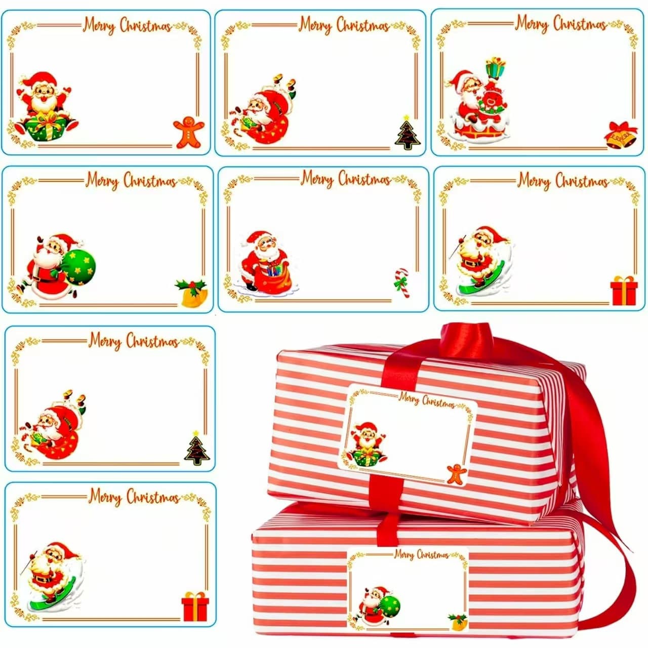 Cross-border customized Christmas gift handwritten label stickers, self-adhesive creative decals, party DIY card decorations