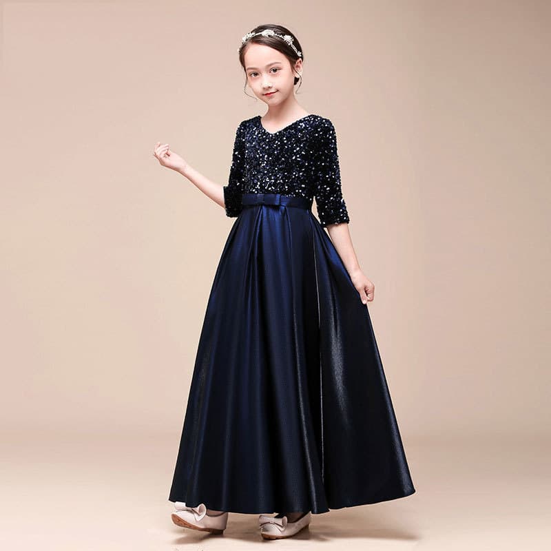 Girls' Fashionable Performance Dress for Violin, Piano, and Hosting Events