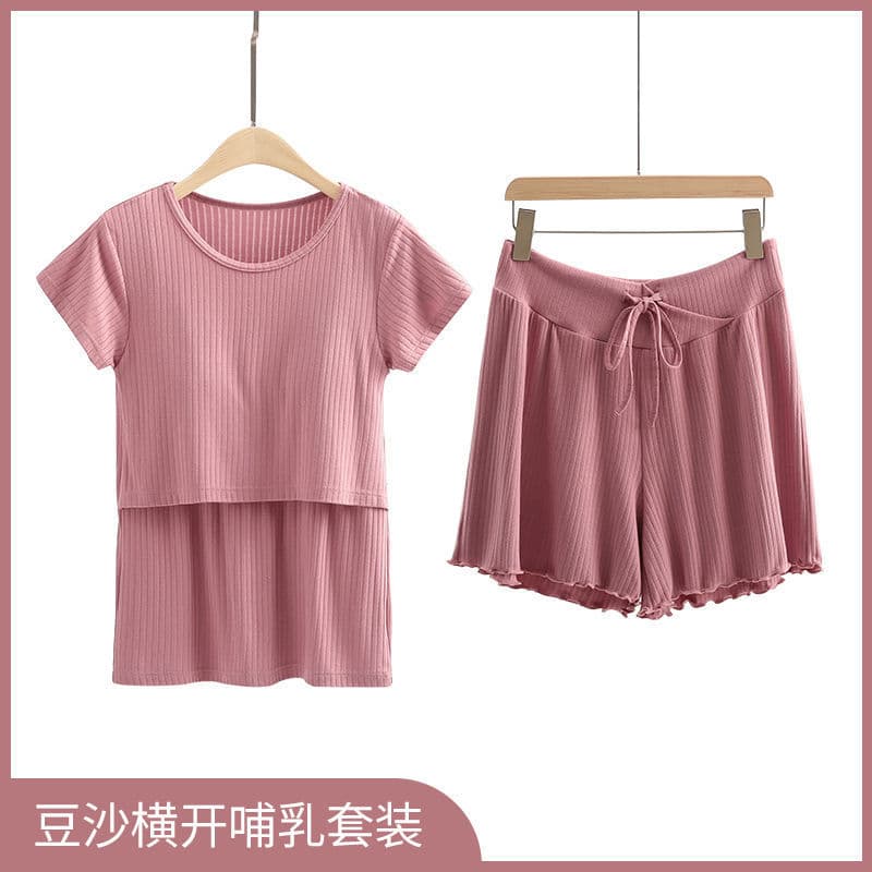 Pregnant Women Pajamas Suit Home Clothes Summer Short-sleeved Thin Loose Casual Outer Wear Suit
