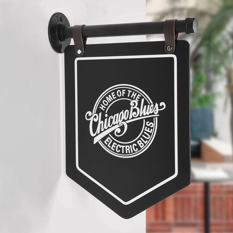 Industrial Style Double-sided Side-hanging Sign Acrylic Metal Bracket Advertising Board Bubble Tea Coffee Shop Logo Sign Production