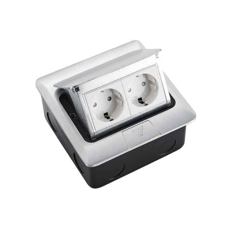 All-Copper Waterproof Export Floor Socket, European Style Ground Socket, Two-Gang German Floor Socket, British Style Silver Floor Plug