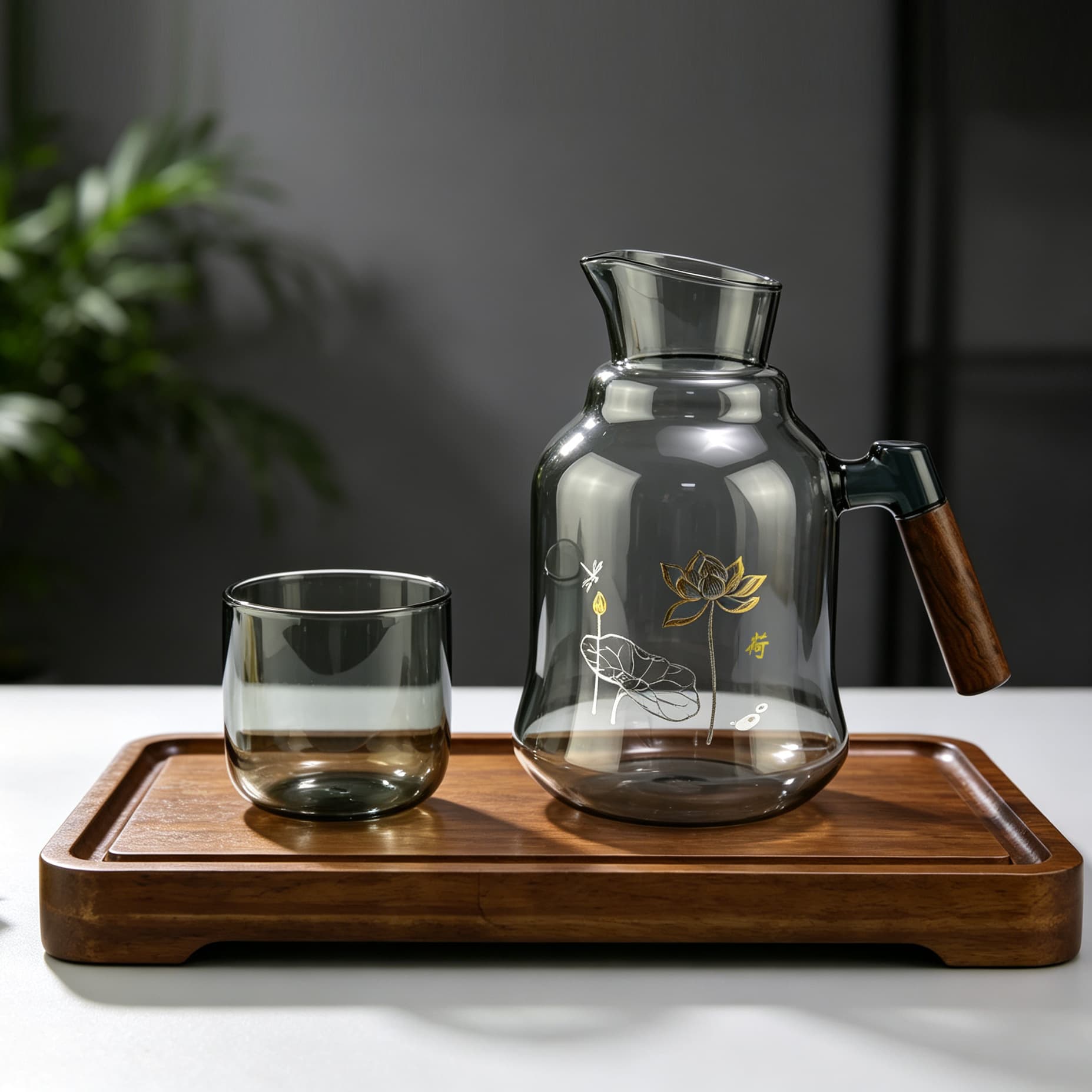 National style large-capacity cold kettle, new Chinese style lotus cold kettle, household one pot, one cup cold kettle set