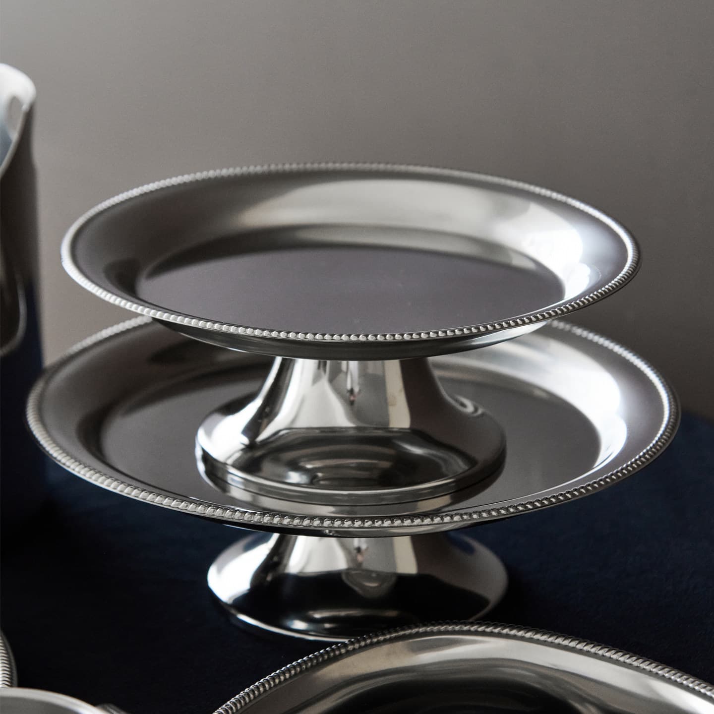 Italian Imported MOTTA Stainless Steel San Marco Silver Tall Cake Stand Dessert Fruit Plate Ice Cream Cup