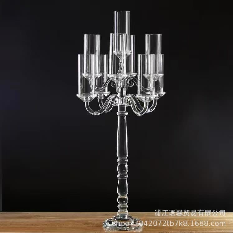 9-head European crystal candlestick, wedding multi-head windproof candlestick, 5-head glass candlestick home decoration