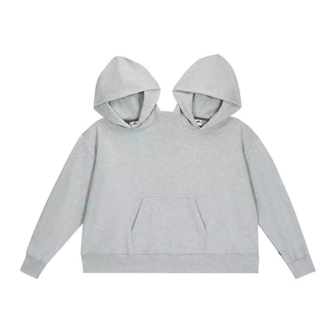 Double-Head Connected Intimate Valentine's Day Couple Hoodie Kangaroo Style Embrace Outfit, Custom Print Available
