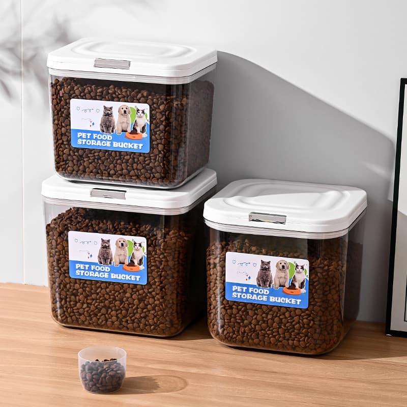 Cat Food Storage Bucket Dog Food Airtight Container Pet Moisture-Proof Grain Storage Bin Household Snack Freeze-Dried Food Organizer Box