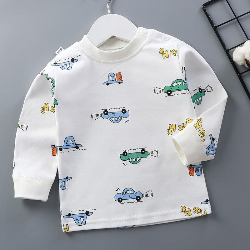 Baby Pure Cotton Long-Sleeve Top Children's Autumn Undershirt Boys Girls Innerwear Infant Base Layer Spring Autumn Sleepwear Knitwear