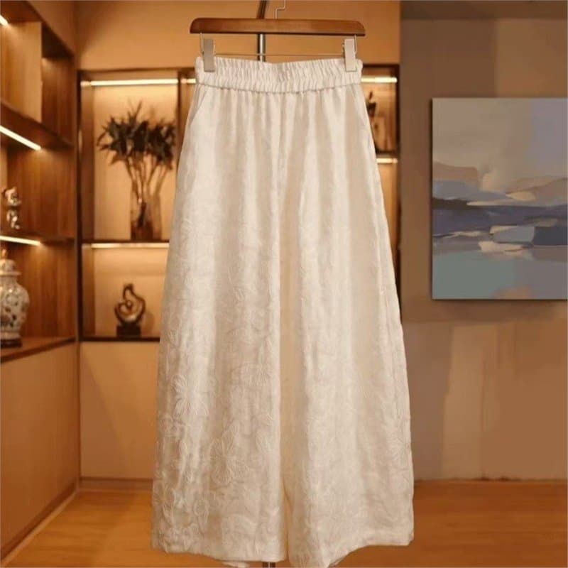 Trendy New Chinese-Style Jacquard Wide-Leg Pants 2026 Summer Fashion Versatile Loose Straight-Leg Pants Trend