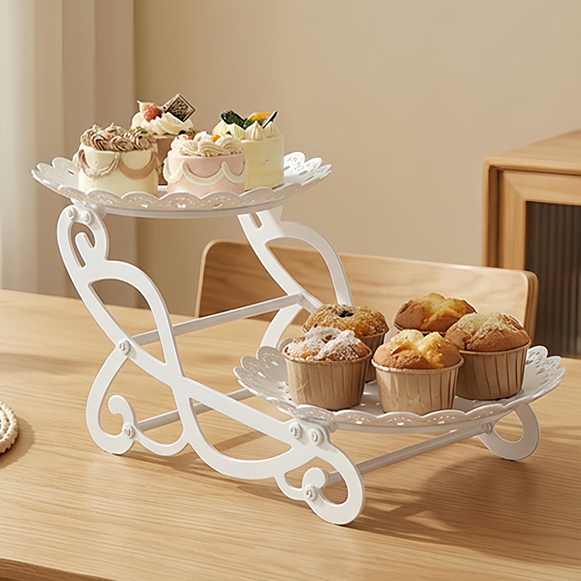 Cross-border Plastic Dessert Display Stand Wedding Living Room Home Fruit Plate High-end Light Luxury Cake Tray Cake Stand