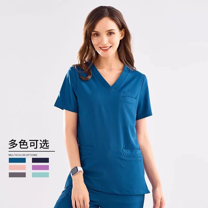 Scrub Suit for Men and Women in Operating Room, Stretchy Surgical Scrub Top, Inner Wear, Short Sleeve Summer Workwear