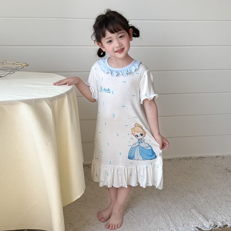 Girls Princess Dress Children's Dress Fashionable Girls Nightgown Summer Home Dress Kids Dress Little Girl Blue