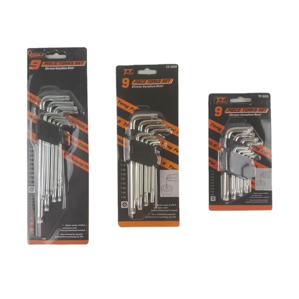 In stock, hex key set 9PC flat head, ball head, spline wrench, carbon steel galvanized, e-commerce hot sale